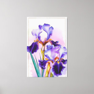 *~* Irises Flower Artsy Iris Painting AP84 Canvas Print