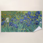 Irises Flowers Nature Vincent Van Gogh Vintage Art Beach Towel<br><div class="desc">Make a splash, stand out, create your own custom, personalized, flowers / floral / nature / vintage art lovers', beautiful, vibrant, machine washable, custom beach towel, featuring a beautiful colourful intricate detailed vintage oil on canvas painting, by Vincent van Gogh, of irises and seasonal flowers in a garden. To customize,...</div>