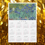 Irises Flowers Vincent Van Gogh 2024 Calendar Card<br><div class="desc">Custom, simple plain black and white, 2024 full year, home room office decor, cool, thin, postcard size, flowers / floral / nature / vintage art lovers and Van Gogh connoisseurs' yearly calendar magnet magnetic card, for any magnetic surface at home or office, featuring a beautiful colourful intricate detailed vintage oil...</div>