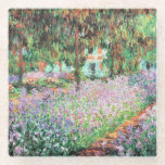 Irises in Monet's Garden Glass Coaster<br><div class="desc">Irises in Monet's Garden is a beautiful flower painting by French Impressionism artist,  Claude Monet,  painted in 1900 at his home in Giverny,  France.</div>
