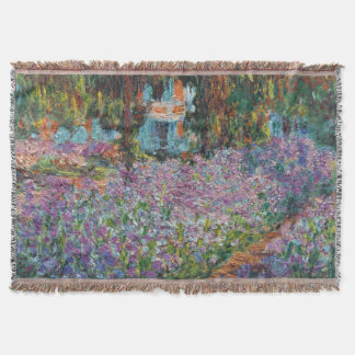 Irises in Monet's Garden Throw Blanket