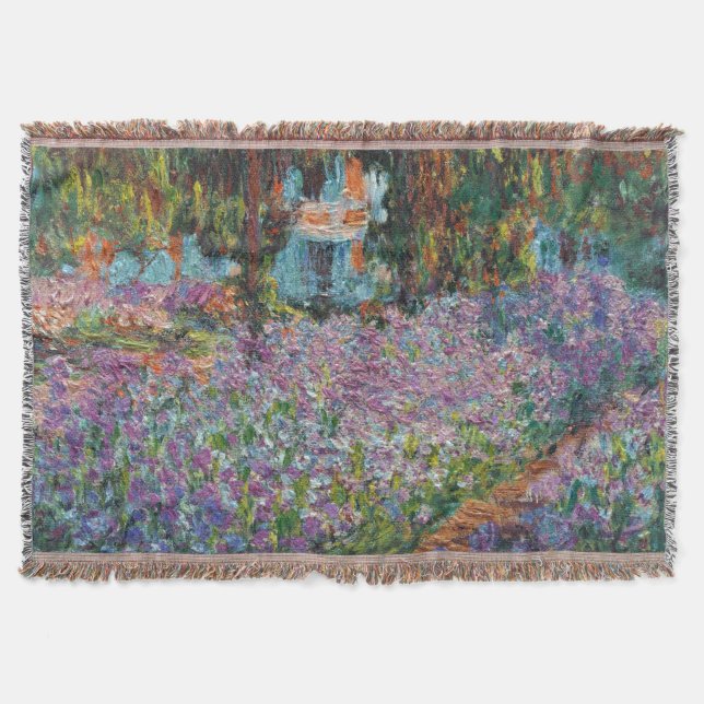Irises in Monet's Garden Throw Blanket (Front)