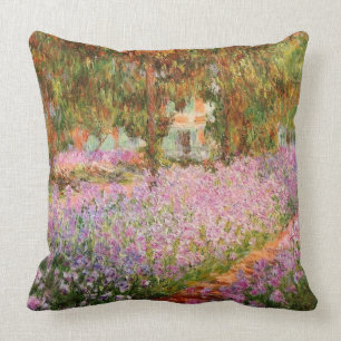 Irises in the Garden by Monet Throw Pillow
