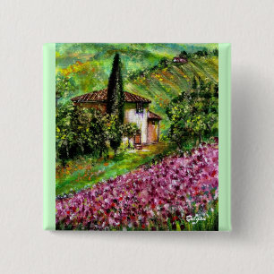 IRISES IN TUSCANY 2 INCH SQUARE BUTTON