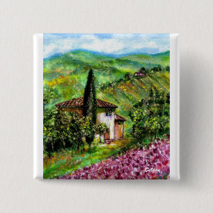 IRISES IN TUSCANY 2 INCH SQUARE BUTTON