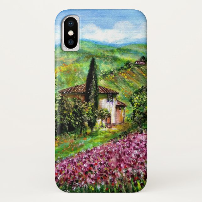 IRISES IN TUSCANY,Purple Flower Fields Landscape Case-Mate iPhone Case (Back)