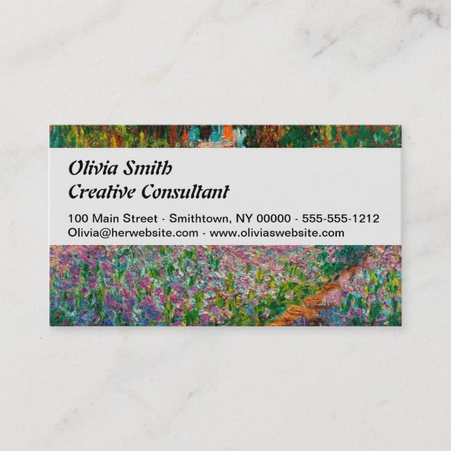 Irises Monet Garden Giverny flowers Business Card (Front)