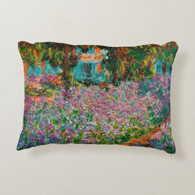 Irises Monet Garden Giverny flowers Decorative Pillow (Back)