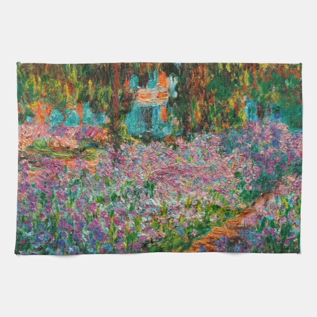 Irises Monet Garden Giverny flowers Kitchen Towel (Horizontal)