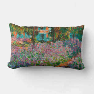 Irises Monet Garden Giverny flowers Lumbar Pillow