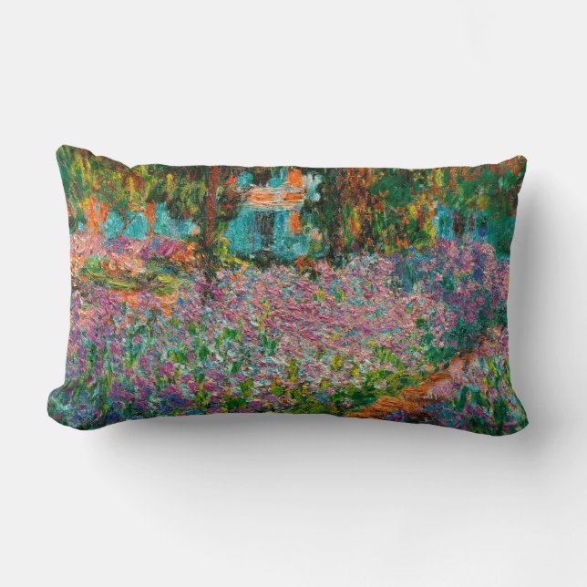 Irises Monet Garden Giverny flowers Lumbar Pillow (Front)