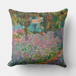 Irises Monet Garden Giverny flowers Outdoor Pillow