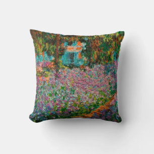 Irises Monet Garden Giverny flowers Throw Pillow