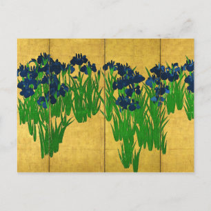 Irises on Gold Postcard