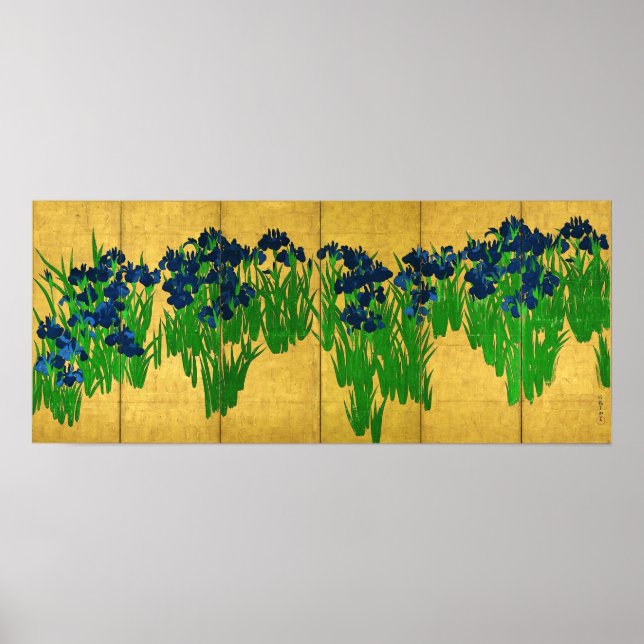 Irises on Gold Poster (Front)