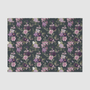 Irises, Orchids, Roses in Purple Decoupage Tissue Paper