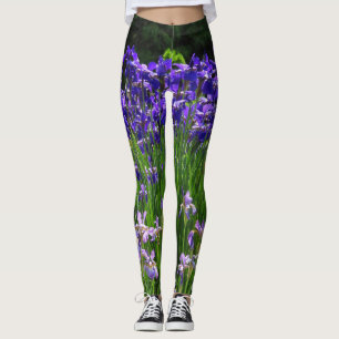 Irises Shades of Purple and Green Leggings