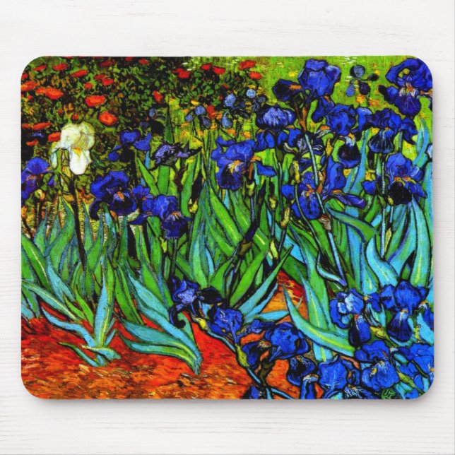Irises, Van Gogh's famous floral painting Round Pi Mouse Pad (Front)