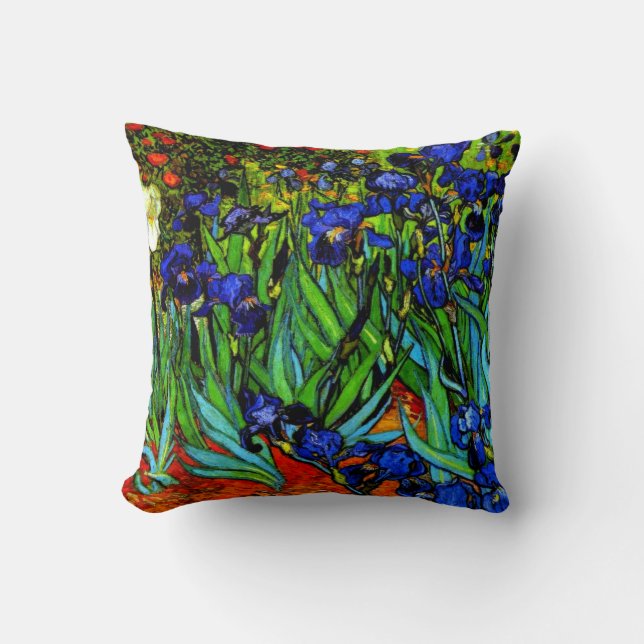 Irises, Van Gogh's famous floral painting Throw Pillow (Front)