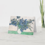 Irises | Vincent Van Gogh Card<br><div class="desc">Irises (1890) | Original artwork by Dutch post-impressionist artist Vincent Van Gogh (1853-1890). The painting depicts a still life with a full bouquet of blue flowers on a green tabletop against a creamy white background.

Use the design tools to add custom text or personalize the image.</div>