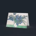 Irises | Vincent van Gogh Card<br><div class="desc">Irises (1890) | Original artwork by Dutch post-impressionist artist Vincent Van Gogh (1853-1890). The painting depicts a still life with a full bouquet of blue flowers on a green tabletop against a creamy white background.
Use the design tools to add custom text or personalize the image.</div>