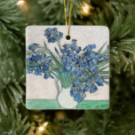 Irises | Vincent Van Gogh Ceramic Ornament<br><div class="desc">Irises (1890) | Original artwork by Dutch post-impressionist artist Vincent Van Gogh (1853-1890). The painting depicts a still life with a full bouquet of blue flowers on a green tabletop against a creamy white background.

Use the design tools to add custom text or personalize the image.</div>