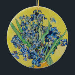 Irises Vincent van Gogh Ceramic Ornament<br><div class="desc">Irises (1890) Vincent van Gogh. Lovely positive still life. Large yellow vase with a bouquet of blue irises on a yellow background. Reproduction of famous works of art images in the public domain.</div>