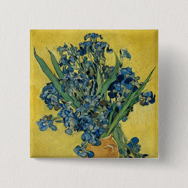  Irises - Vincent van Gogh Fine Art 2 Inch Square Button (Front)