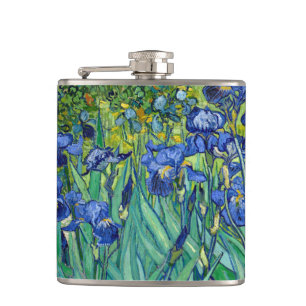 Irises Vincent van Gogh Floral Vintage Painting Hip Flask
