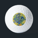 Irises  Vincent van Gogh  Golf Balls<br><div class="desc">Irises (1890) Vincent van Gogh. Lovely positive still life. Large yellow vase with a bouquet of blue irises on a yellow background. Reproduction of famous works of art  images in the public domain.</div>