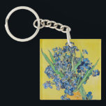 Irises  Vincent van Gogh       Keychain<br><div class="desc">Irises (1890) Vincent van Gogh. Lovely positive still life. Large yellow vase with a bouquet of blue irises on a yellow background. Reproduction of famous works of art  images in the public domain.</div>