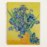 Irises  Vincent van Gogh       Planner<br><div class="desc">Irises (1890) Vincent van Gogh. Lovely positive still life. Large yellow vase with a bouquet of blue irises on a yellow background. Reproduction of famous works of art  images in the public domain.</div>