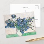 Irises | Vincent van Gogh Postcard<br><div class="desc">Irises (1890) | Original artwork by Dutch post-impressionist artist Vincent Van Gogh (1853-1890). The painting depicts a still life with a full bouquet of blue flowers on a green tabletop against a creamy white background.

Use the design tools to add custom text or personalize the image.</div>