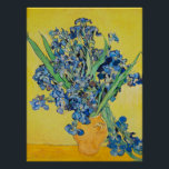 Irises  Vincent van Gogh      Poster<br><div class="desc">Irises (1890) Vincent van Gogh. Lovely positive still life. Large yellow vase with a bouquet of blue irises on a yellow background. Reproduction of famous works of art  images in the public domain.</div>