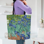 Irises | Vincent van Gogh Tote Bag<br><div class="desc">Irises (1889) by Dutch post-impressionist artist Vincent Van Gogh. Original landscape painting is an oil on canvas showing a garden of blooming iris flowers.
Use the design tools to add custom text or personalize the image.</div>