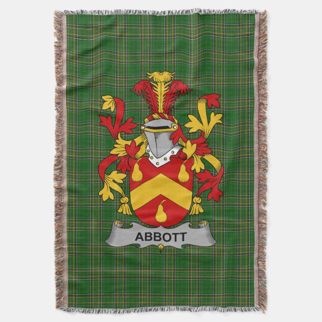  Irish Abbott Coat of Arms Family Crest Ireland Throw Blanket (Front Vertical)