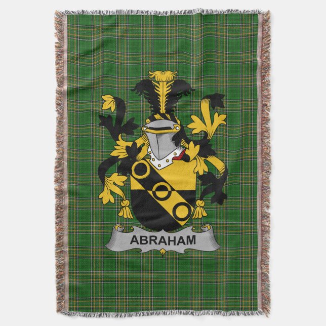  Irish Abraham Coat of Arms Family Crest Ireland Throw Blanket (Front Vertical)