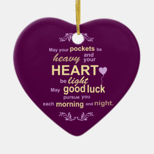 Irish Abundance Happiness and Good Luck Blessing Ceramic Ornament