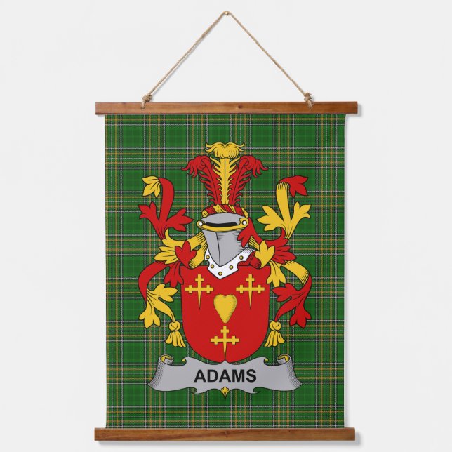 Irish Adams Coat of Arms Family Crest Hanging Tapestry (Front)