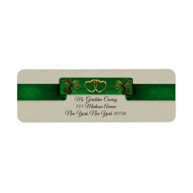 Irish address labels shamrocks and ribbons (Front)