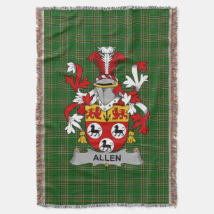  Irish Allen Coat of Arms Family Crest Ireland Throw Blanket