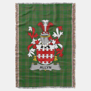  Irish Allyn Coat of Arms Family Crest Ireland Throw Blanket