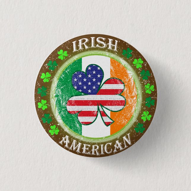 Irish American 1 Inch Round Button (Front)
