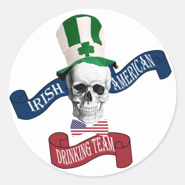 Irish American drinking team Classic Round Sticker (Front)