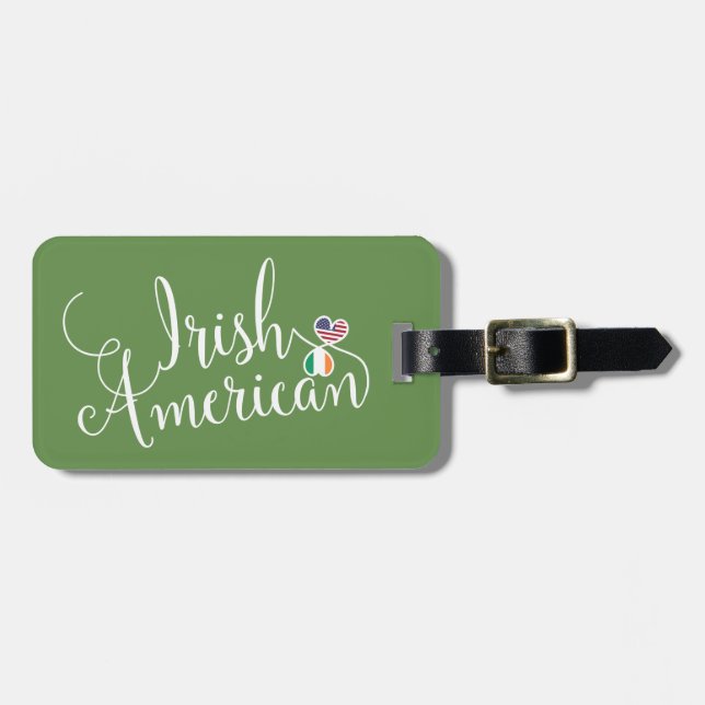 Irish American Entwined Heart Luggage Tag Template (Front Horizontal)