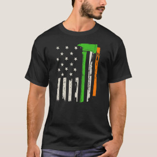 Irish American Firefighter Flag and Ax T-Shirt