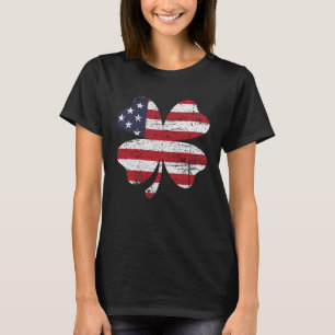 IRISH AMERICAN FLAG Four Leaf C Vintage St Patrick T-Shirt