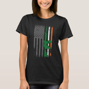 Irish American Flag Gun Gun St Patrick's Day T-Shirt