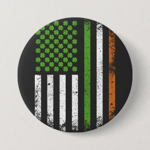 Irish American Flag Ireland Flag Round 3 Inch Round Button