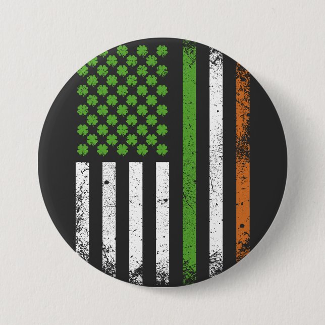 Irish American Flag Ireland Flag Round 3 Inch Round Button (Front)